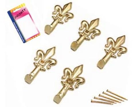 12BLISTER GANCI PER QUADRI GIGLIO ORO PICCOLI IN BLISTER - mm.33, in bl.5 pz.