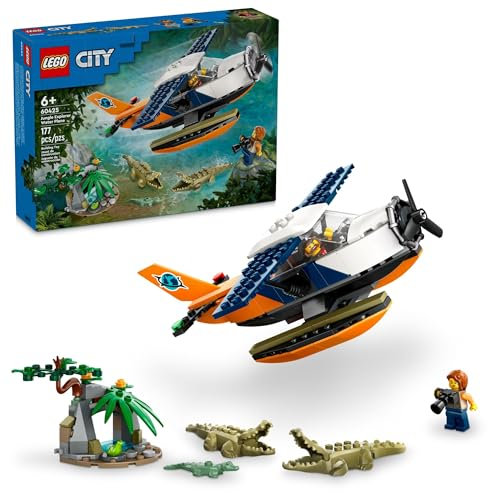 LEGO City Jungle Explorateur Avion d'eau – Jouet de construction d'aventure pour garçons et filles à partir de 6 ans – avec 2 figurines pour jeu de simulation – Idées cadeaux pour anniversaires –