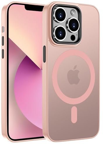 ORDA Magnetisch Hülle für iPhone 13 Pro 6,1 Zoll Kompatibel mit MagSafe,für iPhone 13 Pro Case Durchscheinende Matt Handyhülle Rückseite Dünn Stoßfest Schutzhülle Rosa