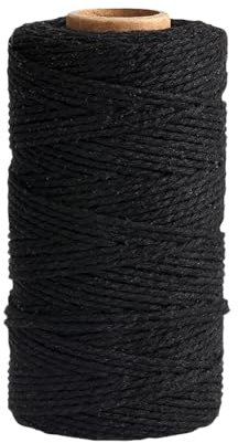 JIHUOO 2 mm x 100 m Cotton Twine String Christmas Twine for Gift Wrapping Craft Twine Cord Gardening Twine for Plants Decorative Binding String Black