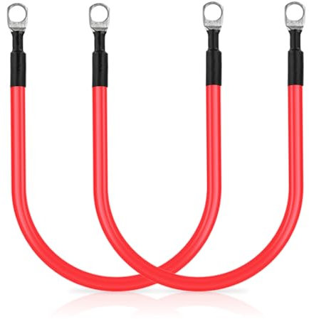 2 cavi batteria M8 30 cm, 12 V, cavo di ricarica per auto con capicorda ad anello M8, 10 mm², cavo di massa per auto, camion, moto, camper, marina