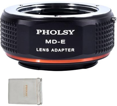 PHOLSY Manuale Adattatore per Lente: Compatibile con Minolta Rokkor MD (MC/SR) Obiettivi e Compatibile con Sony E (NEX) Corpo Fotocamera, MD su E