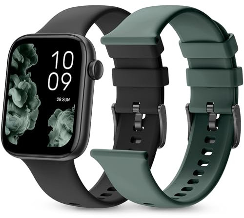 SPC Smartee Duo 2 – Smartwatch Montre Intelligente avec Bracelet Interchangeable, écran AMOLED 1,78”, Grande Batterie 7 Jours, +100 Sports, IP68, appels Bluetooth, Android et iOS – Couleur Noir/Vert