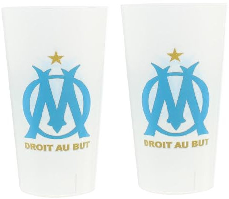 OLYMPIQUE DE MARSEILLE 2 x Verre gobelet éco cup 600 ml OM - Collection officielle Fabriqué en France