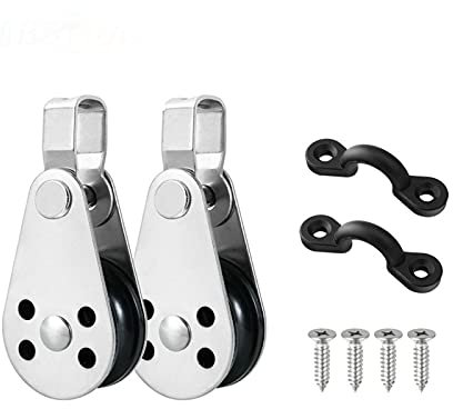 Bset Matel KAYAK Canoe Anchor Trolley Kit 2 Edelstahl Riemenscheiben Blöcke 2 Nylon Pad Eyes Boot KAYAK Zubehör