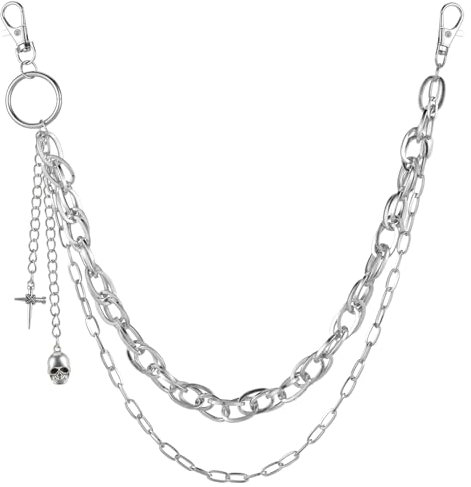 OOTSR Hosenkette Punk Jeanskette Gothic Hosen Ketten Rock Kette Hose Mode Jeans Kette Hosen Kette für Damen und Herren Deko