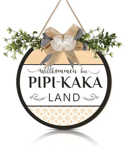 CHDITB Toilette Schild,Badezimmer Deko,PIPI KAKA LAND Schild,Toiletten Wanddeko Lustig Spruch Willkommen In PIPI KAKA LAND,Vintage Lustige WC Türschild,Gäste WC Schild,Badezimmer Wandschild Wandkunst