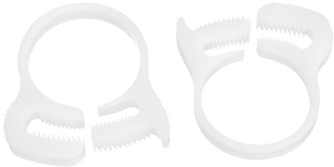 sourcing map 2 Pcs Adjustable Double Snap Grip Hose Clamps Plastic 23-24.8 Mm/0.91-0.98 Inches Inner Dia Adjustable Several Ratcheting Tubing Clamp for Home, White