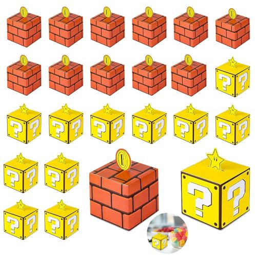 Lotvic Boîtes à Bonbons, 24 Pièces Mario Boîtes de Fête, Boite Cadeau Anniversaire, Boîtes Cadeau Bonbons d'enfants pour Mariage, Anniversaire, Fête, Noël, Halloween