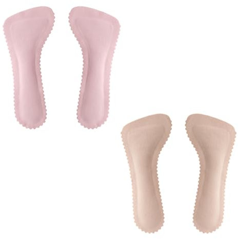 Hsthe Sea 2 Paia Solette Tacco Alto, Solette con Inserti Sottili Autoadesivi Traspiranti Antiscivolo, Assorbe Il Sudore sulla Scarpa Cuscinetti Morbidi per Sandali (Rosa+Beige)