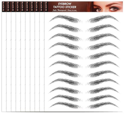 YUXIANLB 10 Blätter 4D Haarähnliche Wasserdichte Augenbrauen Tätowierungen, Wasserdichte Augenbrauens Transfer Aufkleber,Shaping Brow Tätowierung Aufkleber, Grooming Augenbrauen Transfer Aufkleber