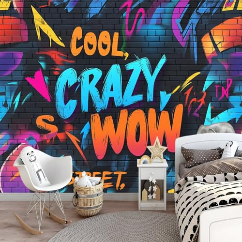 3D Fototapete Wilde Straßenkultur Kinderzimmer Wall Restaurant Wohnzimmer Fototapete Tapete Urbaner Stil Wandbild Tapeten Moderne Hintergrundbild Vlies-Tapete Wandtapete- 250 x 175 cm