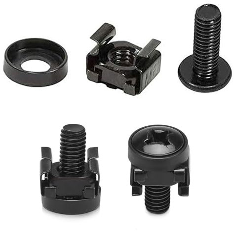 Lemiyoo 60 Sets Cage Nuts And Bolts, Rack Mount Screws And Studs, Square Insert Nuts For Server Console Mounting Routers And Network Cabinet(M6 Black)