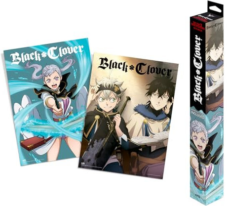 Grupo Erik Poster Black Clover Set 2 Stück Kunstdruck - Deko Wohnzimmer oder Deko Schlafzimmer - Deko Zimmer - Größe 38 x 52 cm - Offizielle Lizenz