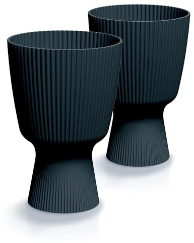 Tymar Lot de 2 pots à fleurs ronds (DBMIS anthracite, diamètre 19 cm)
