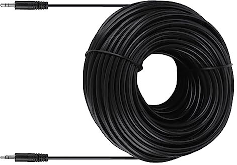 Cable de Audio Blindado Macho de Cobre de 3,5 Mm Calidad de Sonido para Altavoces HiFi 30 M Negro (30 m/98,4 pies)
