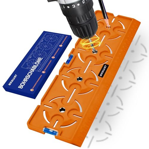 WEGLUST Bohrschablone mit Wasserwaage und 30cm Lineal - für Steckdosen/Unterputzdosen (71mm) - Elektroinstallation, Trockenbau - mit Bohrkrone - Präzision für DIY & Profis