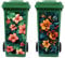 Peacoblue Wheelie Bin Stickers 2 Sheets Flowers and Leaves Sticky Dustbin Stickers, 15in x 32in Waterproof Self Adhesive Large Decal for Bins, Driveway, Garden, Outdoor, Indoor Decoration