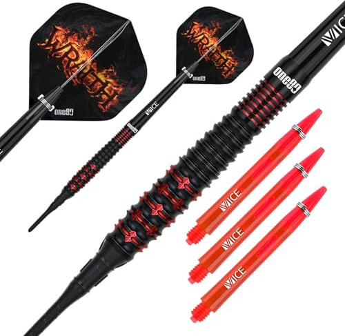 ONE80 Soft Dart Wraith VHD 90% Tungsten Softtip Dart Softdart Dartpfeile Set mit Schäften und Flights Hochwertige Tungsten Softdarts (Barrel 03, 20 Gramm)