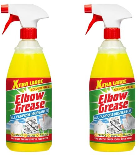 Elbow Grease Original Degreaser 1L All Purpose Cleaner Dissolves Fat Grime Grease & Oil from Kitchen, Cooker, Bathroom, Outdoor & Fabrics | Solvent-Free Formula Yellow - 2 Pack 1000ml