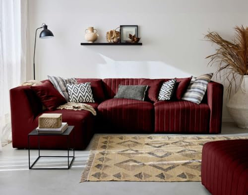 Lisa Design Nova - modulares Ecksofa Links - 4-Sitzer - aus Samt Rot