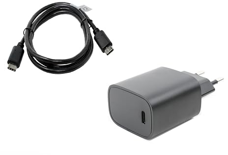 Adaptateur Secteur et USB Câble Compatible avec Panasonic Lumix DC-GH5, 1m USB Câble, Adaptateur Secteur, 3000mA, USB-PD, 20W, Charge Rapide