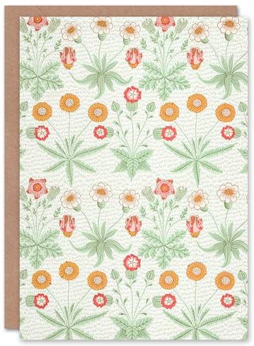 Artery8 William Morris Art Card Vintage Daisy Flower Pattern