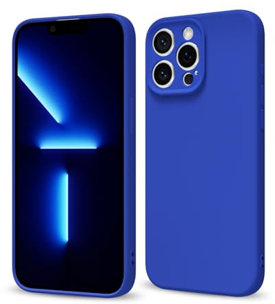 Svaove for iPhone 13 Pro Max Phone Case Liquid Silicone, Thin Ultra Slim Minimalist Phone Cover, Girly Cute Plain Bright Solid Color Matte Soft Rubber Jelly Gel Plastic TPU Bumper, Royal Blue