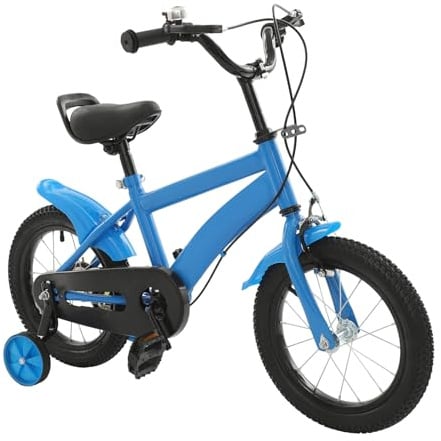 ACROSSPART 14 Zoll Kinderfahrrad, Fahrrad für Jungen und Mädchen mit Stützrädern und Duales Bremssystem, Höhenverstellbares Kinderfahrrad ab 3 Jahre für Schulung, Outdoor Reiten (Blau)