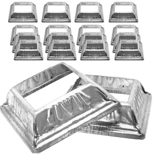 SOPOTUTU 24 Pezzi Base per Ringhiera in Ferro Zincato 40x40 Antiruggine Elegante Copertura Decorativa per Supporti Balcone e Corrimano