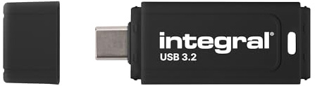 Integral USB-C Black 128GB USB 3.2 Gen 1 Flash Drive - High-Speed Type-C/USB 3.1/3.0, Read 150MB/s, Write 30MB/s, Plug-and-Play, Portable Storage for PC, Mac, Laptop