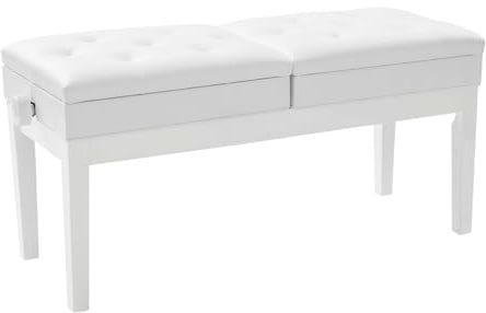 Endingfuny Klavierhocker 108 * 39 * 48 cm Klavierbank mit 200 kg Gesamtbelastbarkeit, Klassisch Klavierhocker Höhenverstellbar für Professionelle Auftritte Sowie Hause, Unterricht (Weiß)