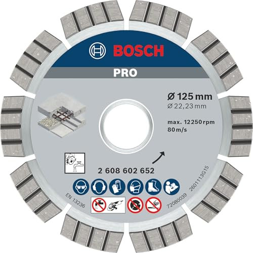Bosch 2608602652 Disque à tronçonner diamanté best for concrete 125 x 22,23 x 2,2 x 12 mm