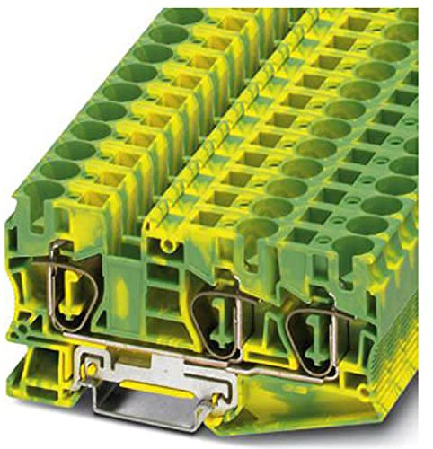 PHOENIX CONTACT ST 10-TWIN-PE Zugfeder-Schutzleiterklemme, 10 mm² Nennquerschnitt, 3 Anschlüsse, Grün-Gelb, 25 Stück