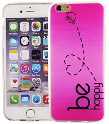 König Design Cassa Telefono Cellulare Compatibile con Apple Custodia Protettiva in Silicone Sturzsichere Cover Posteriore Custodia Cellulare - Be Happy Design Fucsia, Apple iPhone 6 / 6s