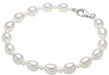 Valero Pearls Bracciale da Donna in Argento Sterling 925 con rodio con Perle coltivate d'acqua dolce bianco 00474511
