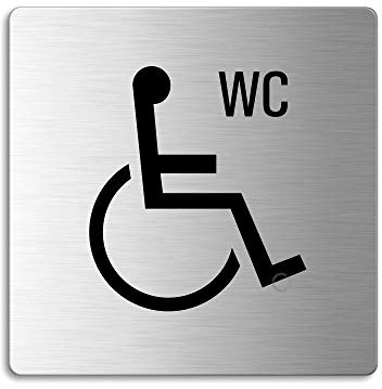 Toilettenschild Rollstuhl behindertengerecht WC Schild 85x85 mm selbstklebend Nr.8935