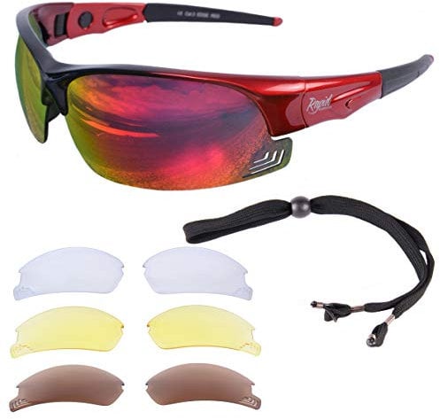 Rapid Eyewear Anti Fog Cycling & Running Sunglasses. Interchangeable Lenses. Mens & Womens. Red