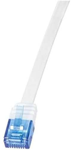 Logilink CP0132 CAT5e UTP Flat Patch Kabel, AWG 30, blau Colour RJ45 Short Plug, weiß, 0,25M