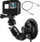 micros2u Pro Series Heavy Duty Performance Large Diameter (9.5cm) Suction Cup Windscreen Window Glass Mount + Stainless Steel Tether Lanyard. For Gopro Hero & Most Action Cameras