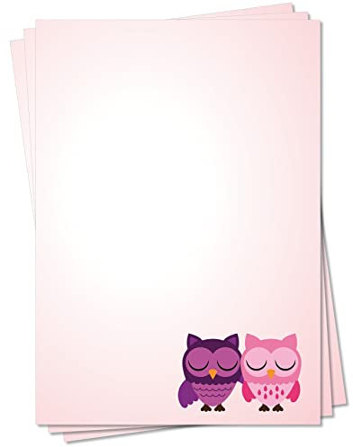 LYSCO Motiv Briefpapier (Eulen-5137, DIN A4, 25 Blatt) Motivpapier Eulenpapier rosa pink