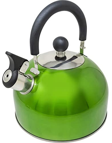 2.5L Stainless Steel Whistling Kettle - Suitable for Fishing, Camping, Hiking, Indoor & Outdoor | Camping Kettle for Gas Stove, Electric Stove, Camp Fire | Lightweight, Fast Boil, Phenolic Handle