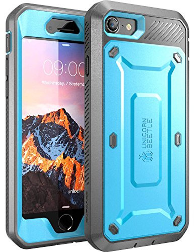SUPCASE iPhone SE 2020 Case/iPhone 8 Case/iPhone 7 Case, Unicorn Beetle PRO Series Full-body Rugged Holster Case with Built-in Screen Protector (Blue/Gray)
