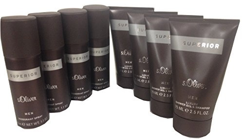 S.Oliver Selection Superior Men Set: 4x Deo + 4x Duschgel, Reisegrößen, Flüssigkeit, Unparfümiert