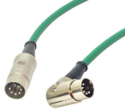 Angled Midi Lead. Pedal Board Cord, Keyboard, Synth, Foot Switch Cable. 5 Pin Din (5m, Green)