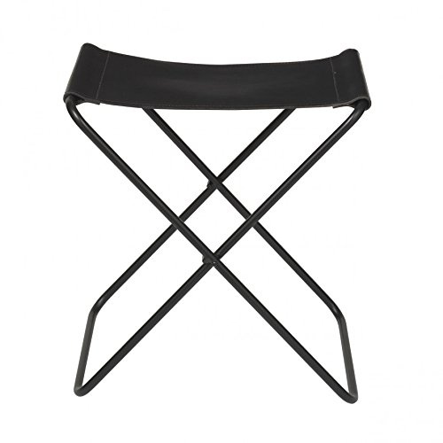 Broste Copenhagen NOLA Faltstuhl, Leder, Schwarz, B39 x L31 x H45 cm
