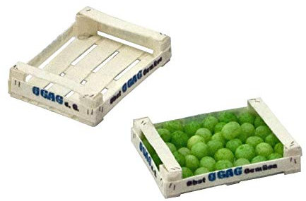 modellbahn-exklusiv Obstkiste niedrig, OGAG e.G., Bausatz für 2 Stück, Spur 0, 1:43