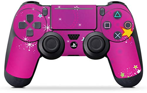 DeinDesign Skin kompatibel mit Sony Playstation 4 PS4 Pro Controller Folie Sticker Sterne pink Glitzer Look