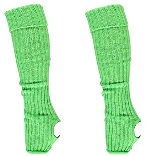 krautwear® Damen Mädchen Ballettstulpen mit Fersenloch Beinwärmer Ballett Stulpen Legwarmer Armstulpen ca. 55 cm 80er Jahre 1980er Jahre schwarz weiss Neon Pink Grün Gelb Orange (2x Neon Grün)