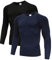 Holure Mens 2 Pack Base Layers Tops, Long Sleeve Gym Running Workout T Shirts for Men Black/Navy03-2XL